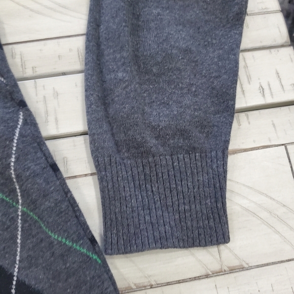 Grey wool pullover diamond pattern V.neck Longsleeve sweater for men size m - Picture 5 of 5